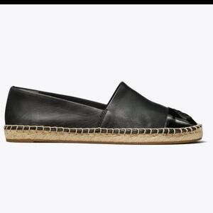 Tory Burch Black Espadrille Flats with Jute Sole